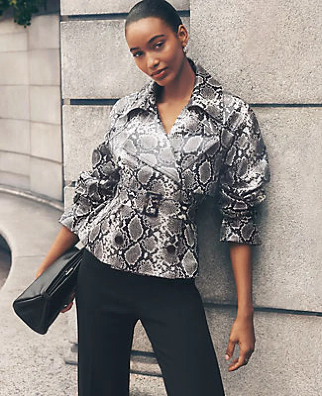 Ann Taylor Petite Snake Print Belted Trench Coat sold by Ann Taylor