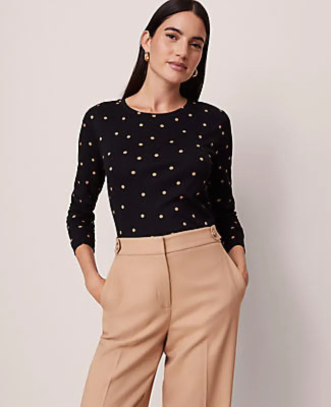 Ann Taylor Dotted Crew Neck Top sold by Ann Taylor