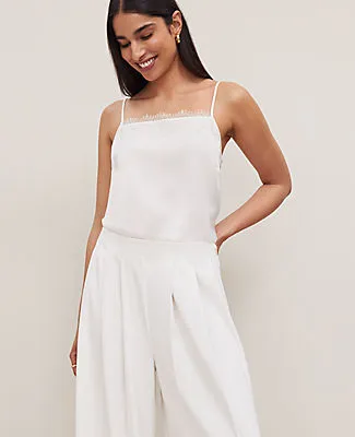 Ann Taylor Petite Lace Trim Square Neck Tank Top sold by Ann Taylor product image thumbnail 4