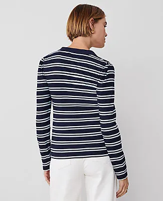 Ann Taylor Petite Weekend Collection Striped Puff Sleeve Henley Top sold by Ann Taylor product image thumbnail 2