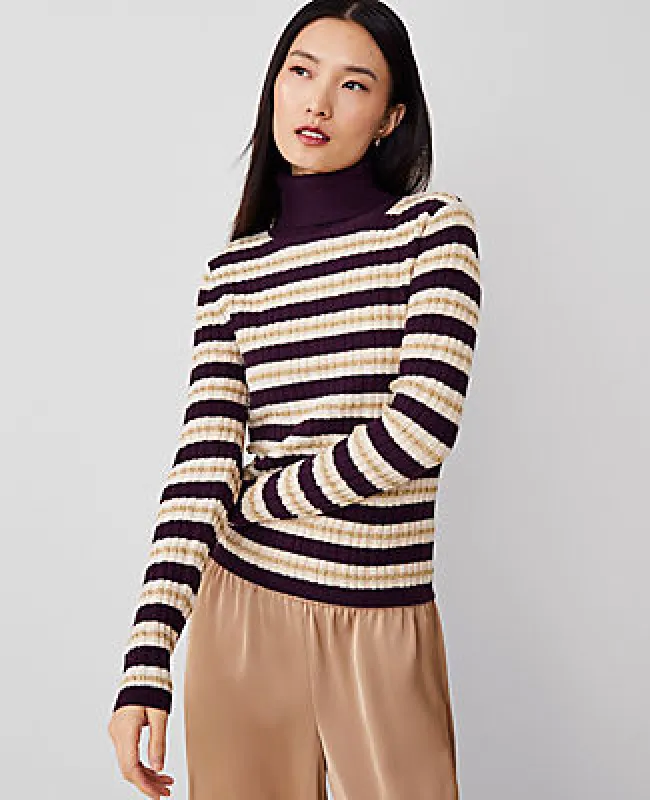 Ann Taylor Textured Stripe Turtleneck Sweater sold by Ann Taylor