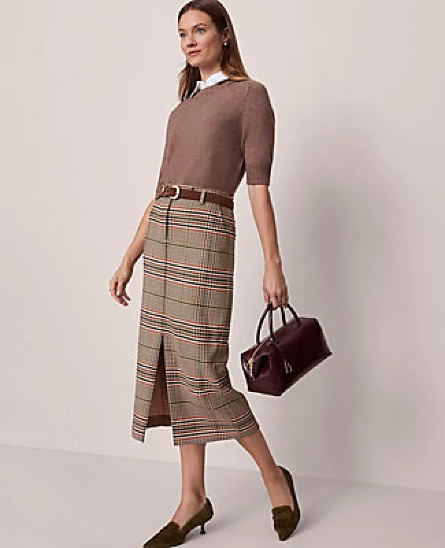 Ann Taylor The Trouser Column Midi Skirt in Plaid sold by Ann Taylor