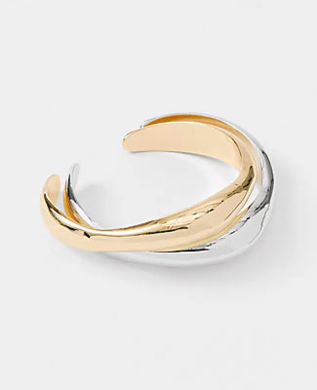 Ann Taylor Wavy Mixed Metal Cuff Bracelet sold by Ann Taylor