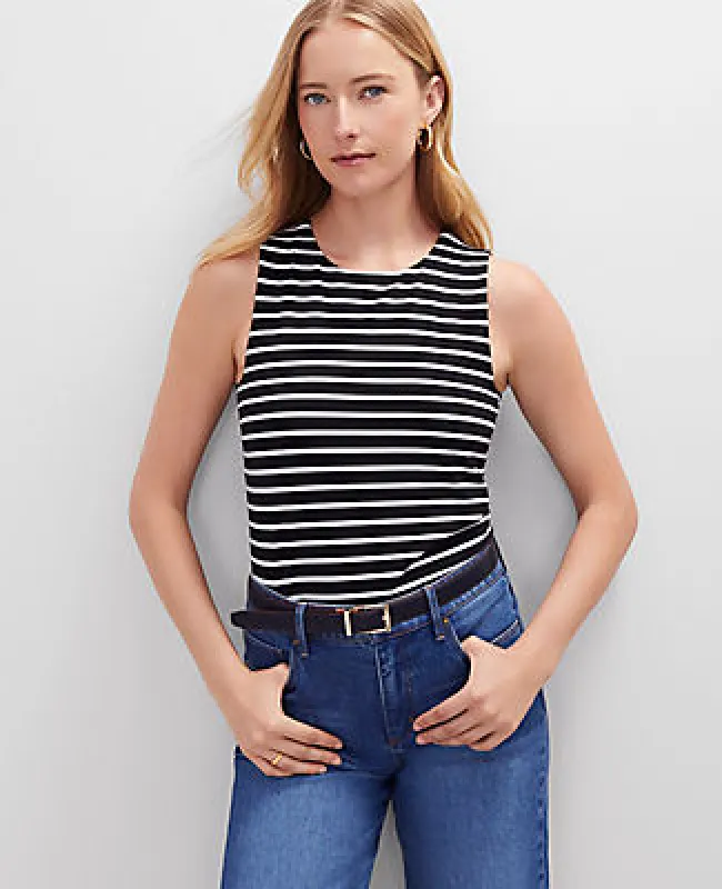 Ann Taylor Petite Striped Crew Neck Shell Top sold by Ann Taylor