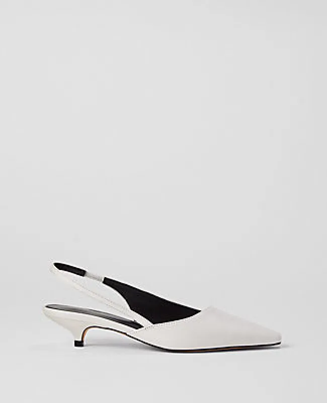 Ann Taylor Asymmetrical Leather Slingback Kitten Heel Pumps sold by Ann Taylor