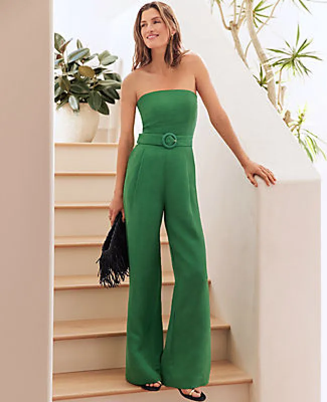 Ann Taylor Belted Strapless Linen Blend Jumpsuit sold by Ann Taylor