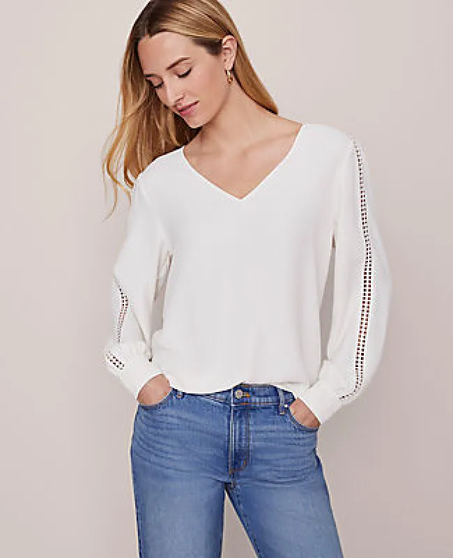 Ann Taylor Lace Trim Top sold by Ann Taylor