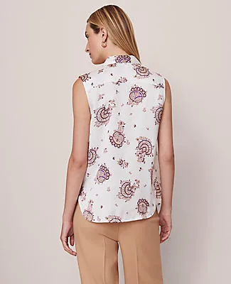 Ann Taylor Paisley Shirred Sleeveless Shirt sold by Ann Taylor product image thumbnail 2