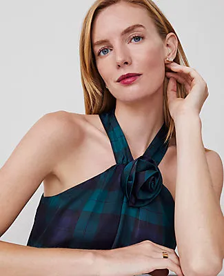 Ann Taylor Petite Tartan Rosette Drape-Neck Halter Top sold by Ann Taylor product image thumbnail 3