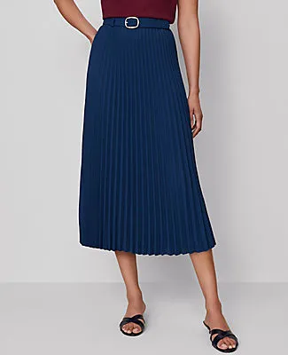 Ann Taylor Belted Pleated Midi Skirt sold by Ann Taylor product image thumbnail 2