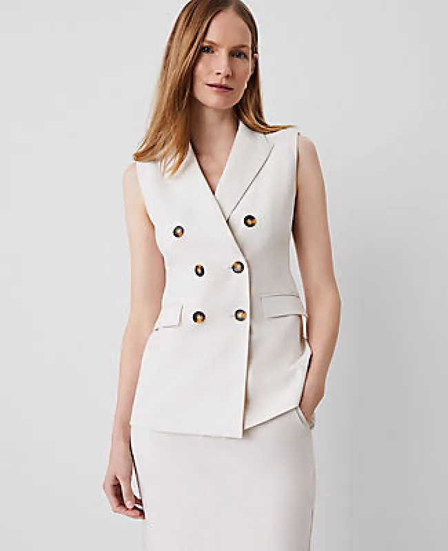 Ann Taylor The Petite Long Double Breasted Vest sold by Ann Taylor