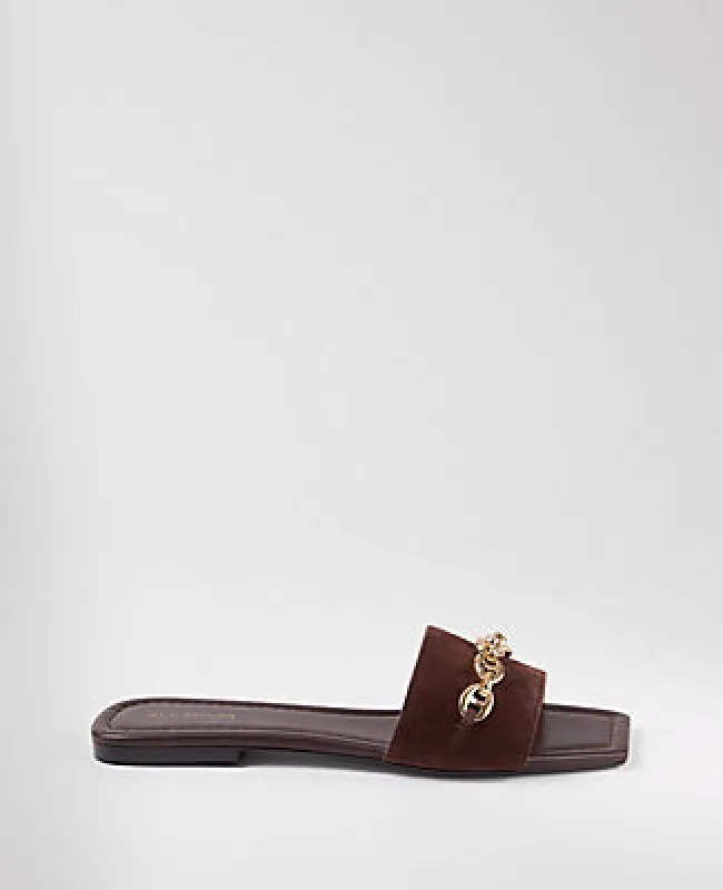 Ann Taylor Chain Suede Slide Sandals sold by Ann Taylor