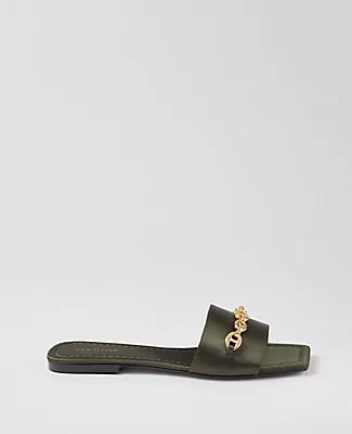 Ann Taylor Chain Satin Slide Sandals sold by Ann Taylor