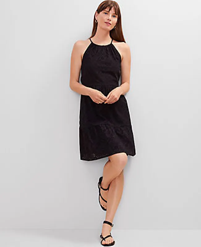 Ann Taylor Eyelet Halter Flare Dress sold by Ann Taylor