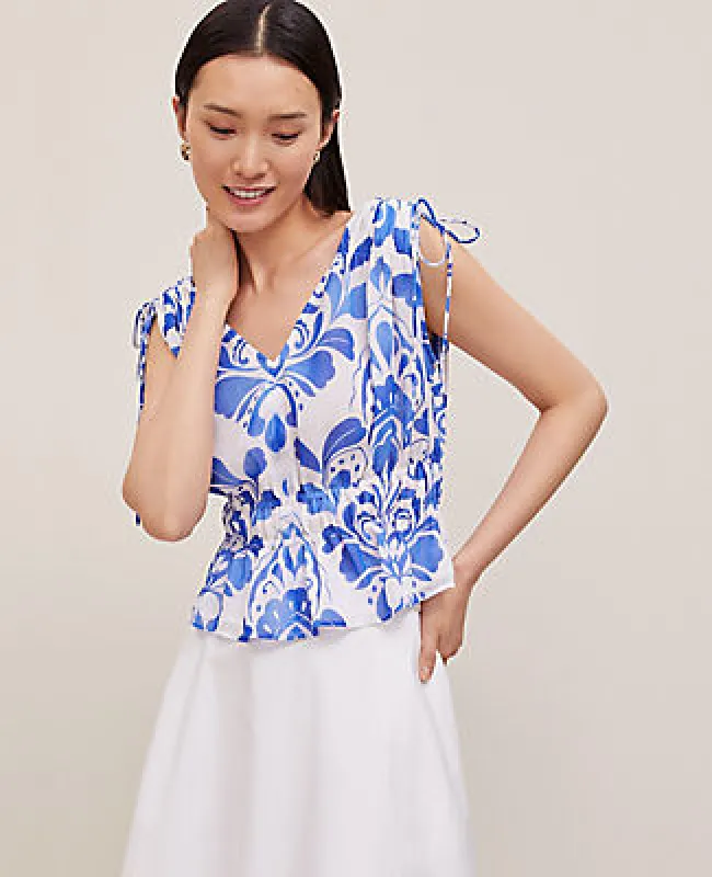 Ann Taylor Tiled Gathered Tie Top sold by Ann Taylor