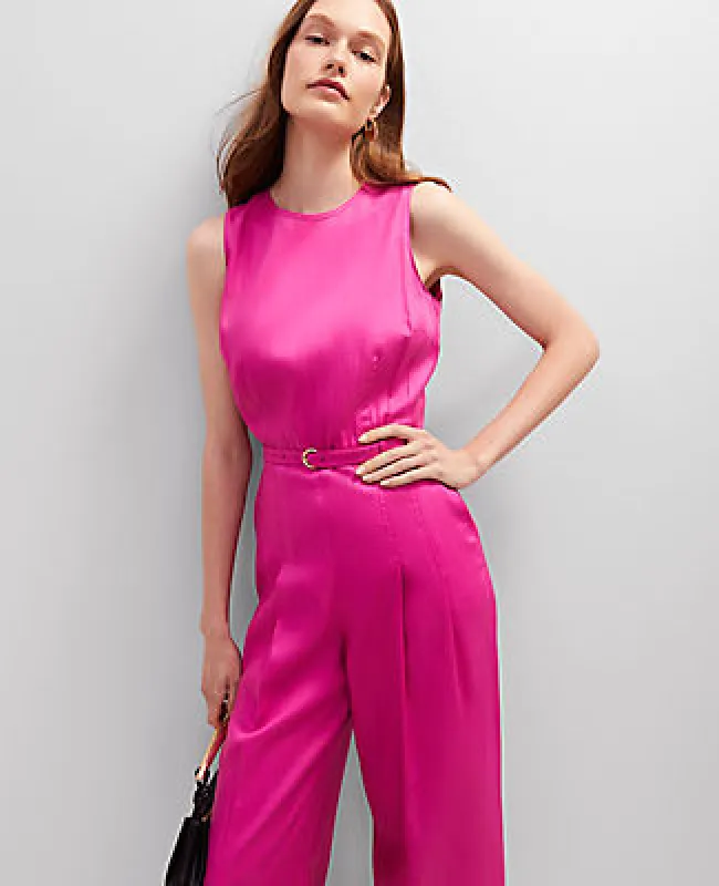 Ann Taylor Petite Belted Crew Neck Jumpsuit sold by Ann Taylor