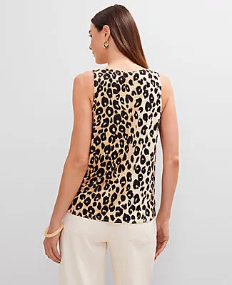 Ann Taylor Animal Print Mixed Media Shell Top sold by Ann Taylor product image thumbnail 2