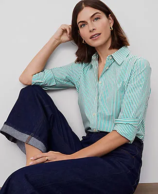 Ann Taylor Striped Relaxed Perfect Shirt sold by Ann Taylor product image thumbnail 3
