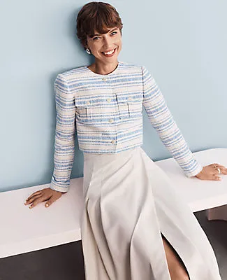 Ann Taylor Petite Striped Tweed Cropped Jacket sold by Ann Taylor