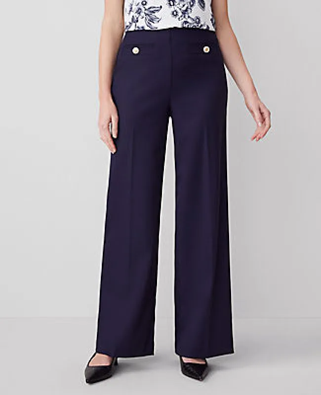Ann Taylor The Button Trim Sailor Wide-Leg Pant — Curvy Fit sold by Ann Taylor