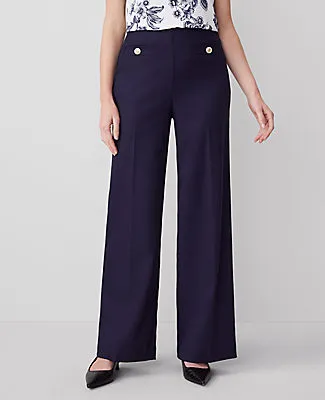 Ann Taylor The Button Trim Sailor Wide-Leg Pant — Curvy Fit sold by Ann Taylor