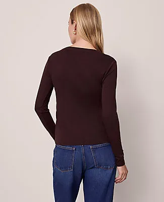 Ann Taylor Petite Long Sleeve Crew Neck Top sold by Ann Taylor product image thumbnail 2