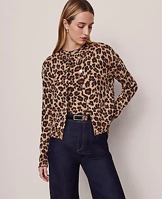 Ann Taylor Animal Print Jacquard Cardigan sold by Ann Taylor