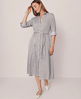 Ann Taylor Striped Collared Midi Shirtdress sold by Ann Taylor