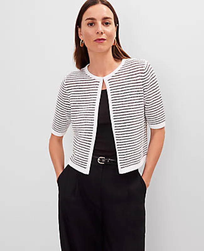 Ann Taylor Metallic Striped Cardigan sold by Ann Taylor