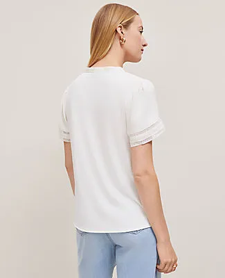 Ann Taylor Lace Trim Mixed Media Top sold by Ann Taylor product image thumbnail 2