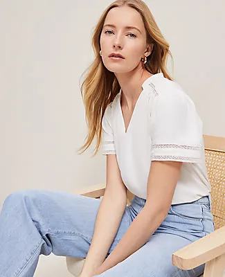 Ann Taylor Lace Trim Mixed Media Top sold by Ann Taylor product image thumbnail 3