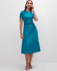 Ann Taylor Mixed Media Flare Midi Dress sold by Ann Taylor