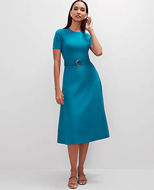 Ann Taylor Mixed Media Flare Midi Dress sold by Ann Taylor
