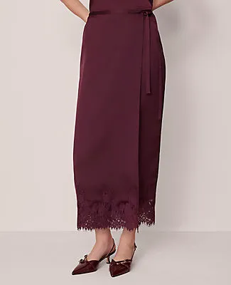 Ann Taylor Petite Satin Lace Hem Wrap Skirt sold by Ann Taylor product image thumbnail 3