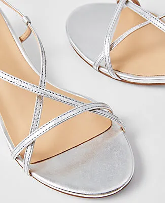 Ann Taylor Metallic Strappy Ankle Wrap Kitten Heel Sandals sold by Ann Taylor product image thumbnail 2