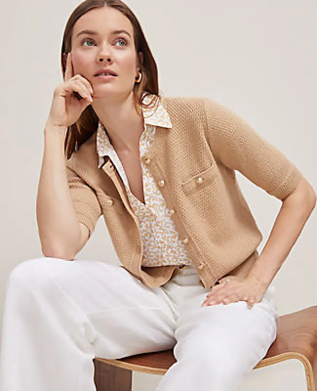 Ann Taylor Blouson Sleeve Stitch Cardigan sold by Ann Taylor