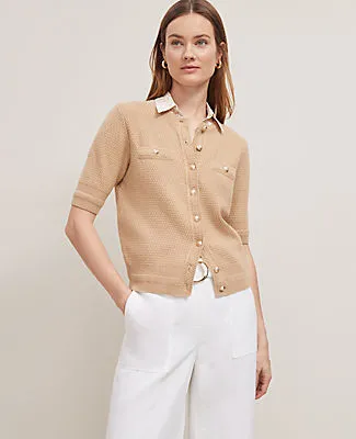 Ann Taylor Blouson Sleeve Stitch Cardigan sold by Ann Taylor product image thumbnail 3