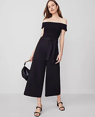 Ann Taylor The Petite Belted Cropped Palazzo Pant in Poplin sold by Ann Taylor product image thumbnail 2