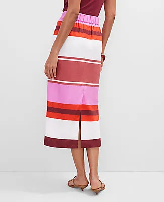 Ann Taylor Petite Striped Linen Blend Clean Midi Skirt sold by Ann Taylor product image thumbnail 3