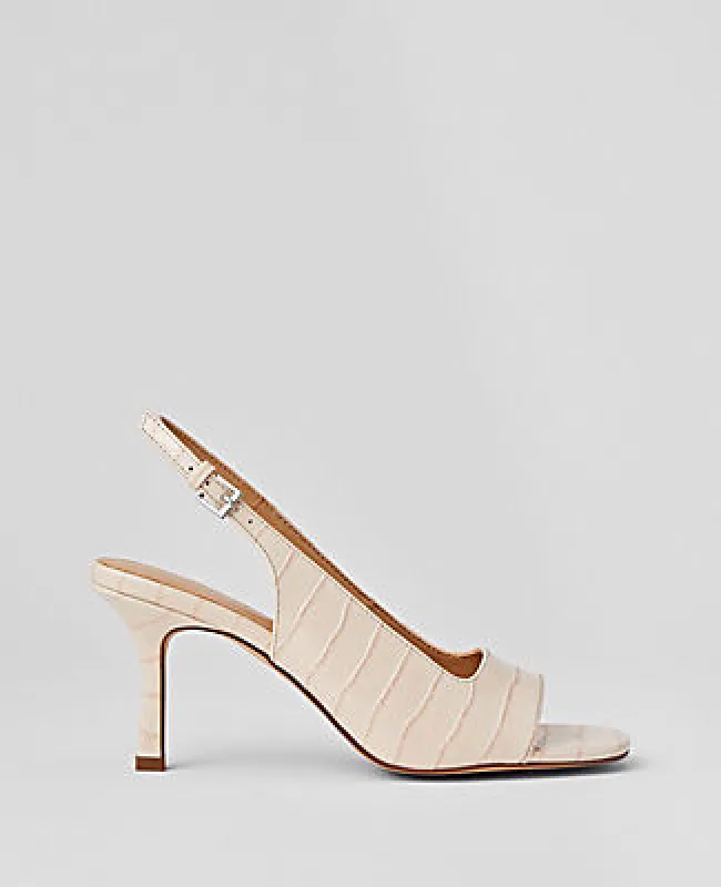 Ann Taylor Embossed Square Toe Slingback Sandals sold by Ann Taylor