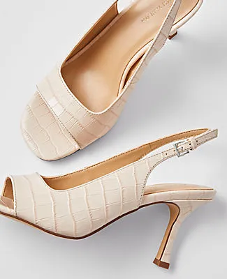 Ann Taylor Embossed Square Toe Slingback Sandals sold by Ann Taylor product image thumbnail 2