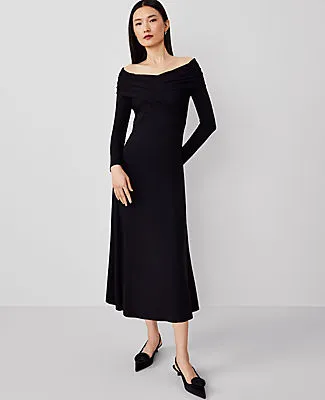 Ann Taylor Twist Off The Shoulder Knit Midi Dress sold by Ann Taylor