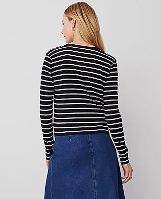 Ann Taylor Weekend Collection Striped V-Neck Cardigan sold by Ann Taylor product image thumbnail 2