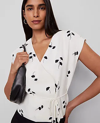 Ann Taylor Floral Wrap Tie Waist Blouse sold by Ann Taylor