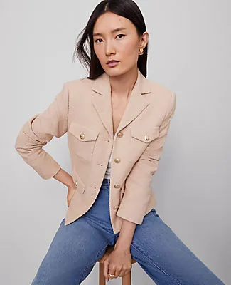 Ann Taylor The Petite Military Blazer Jacket in Tweed sold by Ann Taylor product image thumbnail 3