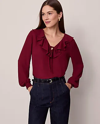 Ann Taylor Tie Neck Ruffle Blouse sold by Ann Taylor