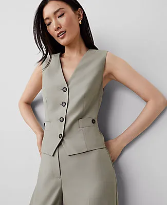 Ann Taylor The Petite Tailored Button Pocket Vest sold by Ann Taylor product image thumbnail 3