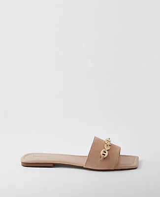 Ann Taylor Chain Suede Slide Sandals sold by Ann Taylor