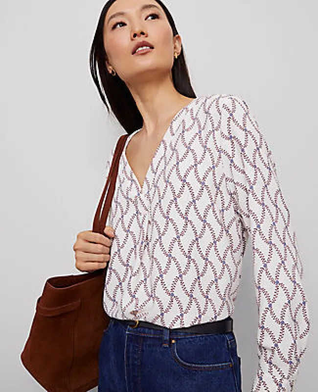 Ann Taylor Petite Floral Mixed Media Pleat Front Top sold by Ann Taylor