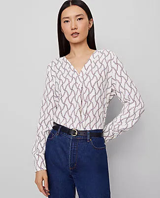 Ann Taylor Petite Floral Mixed Media Pleat Front Top sold by Ann Taylor product image thumbnail 3